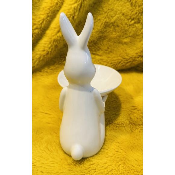 White Bunny Jewelry Holder Trinket Dish Easter Spring Ceramic Decor Cupcake Egg - Picture 9 of 9